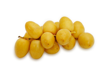 Raw date palm sweet fruit isolated on white background. This has clipping path.