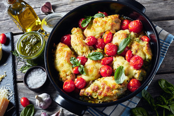 close-up of Italian Stuffed Chicken in dish