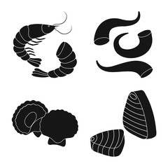 Isolated object of market and marine logo. Set of market and sea vector icon for stock.