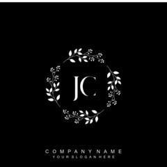 letter JC surrounded by beautiful and elegant flowers and leaves. Wedding monogram logo template. Fashion Logo template Vectors,