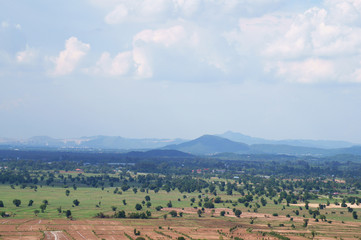 Fototapeta premium Landscape with fields and mountains