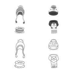 Vector illustration of clothes and texture symbol. Collection of clothes and weather stock symbol for web.