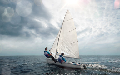 Fototapeta na wymiar Sailing yacht race. Yachting. Sailing regatta.