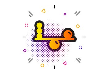 Mind stability sign. Halftone circles pattern. Balance icon. Concentration symbol. Classic flat balance icon. Vector