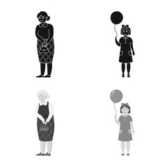 Vector illustration of character and avatar icon. Collection of character and portrait stock symbol for web.