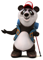 Fun 3D panda backpacker cartoon character © Julien Tromeur