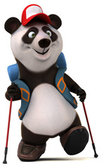 Fun 3D panda backpacker cartoon character © Julien Tromeur
