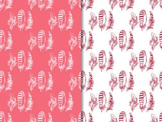 feather seamless pattern hand drawn sketch