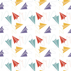 Paper plane seamless pattern vector on white background