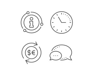 Money exchange line icon. Chat bubble, info sign elements. Banking currency sign. Euro and Dollar Cash transfer symbol. Linear money currency outline icon. Information bubble. Vector