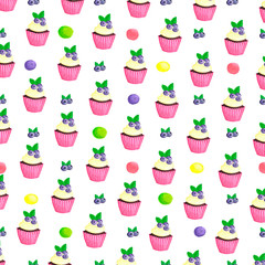 with blueberry cupcake pattern. Nice dessert print