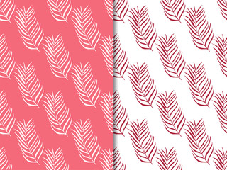 seamless floral pattern tropical palm leaves hand drawn sketch