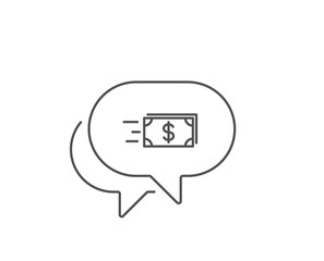 Fototapeta premium Transfer Cash money line icon. Chat bubble design. Banking currency sign. Dollar or USD symbol. Outline concept. Thin line money transfer icon. Vector