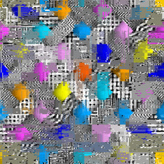 Vector image with imitation of grunge datamoshing texture.