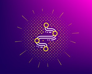 Timeline line icon. Halftone pattern. Project process, journey path sign. Gradient background. Timeline line icon. Yellow halftone pattern. Vector