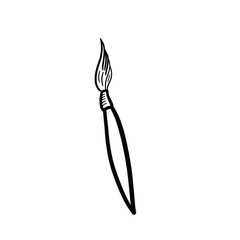 Art brush. Black and white close-up illustration. Isolated object. Element for your design.