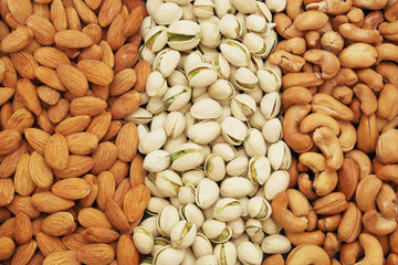 Pistachio, almond and cashew nuts