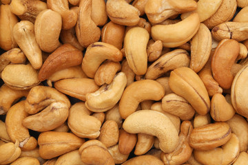 Roasted cashew nuts as background