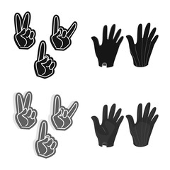 Vector design of silhouette and safety logo. Set of silhouette and comfort stock symbol for web.