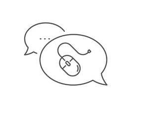 Mouse line icon. Chat bubble design. Computer component device sign. Outline concept. Thin line computer mouse icon. Vector