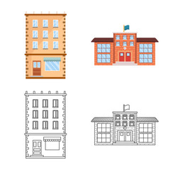 Vector design of municipal and center icon. Set of municipal and estate stock vector illustration.