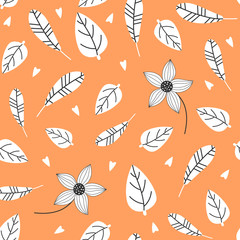 Seamless pattern with autumn leaves on a white background. Vector illustrations