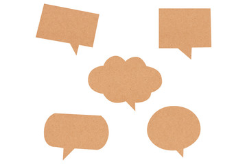 brown paper bubble speech isolated on white background with clipping path