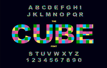 Pixel retro video game font. 80 s retro alphabet font. 8 bit letters
