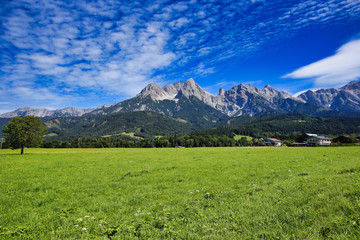 Fototapeta premium mountain view - the rocky see also known steinernen meer in the berchtesgaden alps between austria and germany, saalfenden basin
