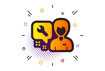 Repairman service sign. Halftone circles pattern. Spanner tool icon. Fix instruments symbol. Classic flat repairman icon. Vector