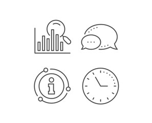 Search line icon. Chat bubble, info sign elements. Audit analysis sign. Magnify glass. Linear search outline icon. Information bubble. Vector