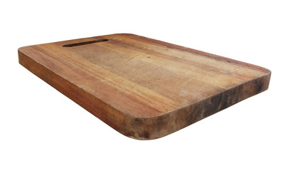 Rustic gundge cutting board isolated on white backgound