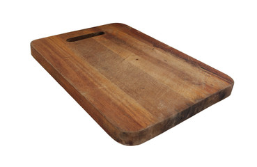 Old rustic wooden kitchen board isolated on white background