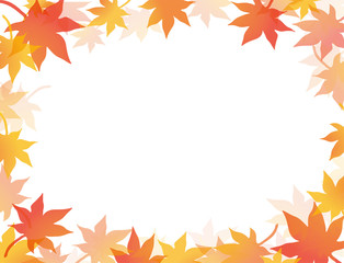 紅葉のフレーム　秋の背景素材　テンプレート