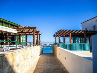 Footpath to the Mediterranian sea in Limassol Marina Cyprus