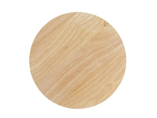 Round chopping board isolated on white, top view