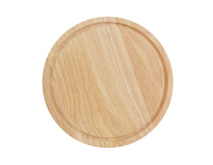 Round kitchen board isolated on white, top view