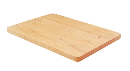 Wooden chopping board isolated on white background