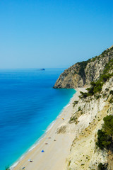 Fototapeta na wymiar High View of the Sea at Lefkada, Ekkremnoi beach, Greece