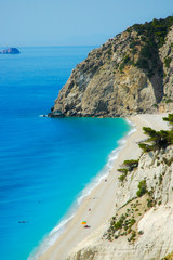 Fototapeta na wymiar High View of the Sea at Lefkada, Ekkremnoi beach, Greece