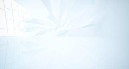 White smooth abstract architectural background. 3D illustration and rendering