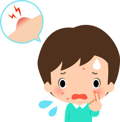 顔にニキビができて困っている男の子