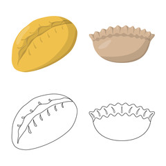 Vector design of products and cooking icon. Collection of products and appetizer vector icon for stock.