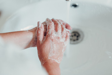 Hygiene. Cleaning Hands. Washing hands with soap
