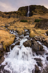 Waterfall of Bjarnarfoss in Iceland