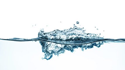 Drinking water, water splash isolated on white background