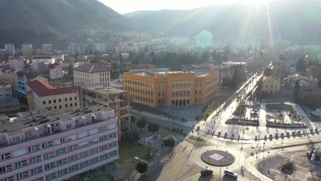 Drone fly above Mostar, Bosnia and Herzegovina, February 2019
