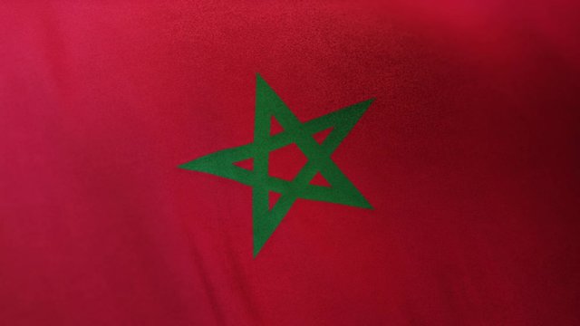 Morocco national flag seamlessly waving on realistic satin texture 29.97FPS
