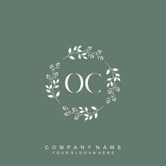 letter OC surrounded by beautiful and elegant flowers and leaves. Wedding monogram logo template. Fashion Logo template Vectors,