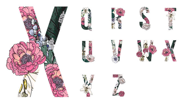 Floral alphabets collection